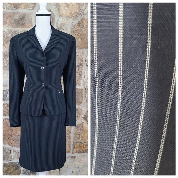 Tahari 14 14 Pinstriped Skirt Suit Set - Picture 1 of 9
